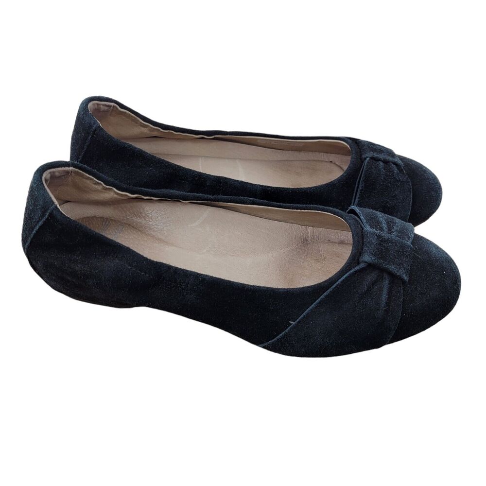 Dansko Lina Black Suede Bow Ballet Flats 37 EU 6.5-7 US